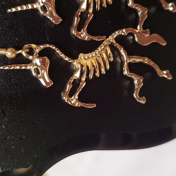 ⭐4/$20   Skeletal unicorn gold-tone pierced earrings - Picture 4 of 5